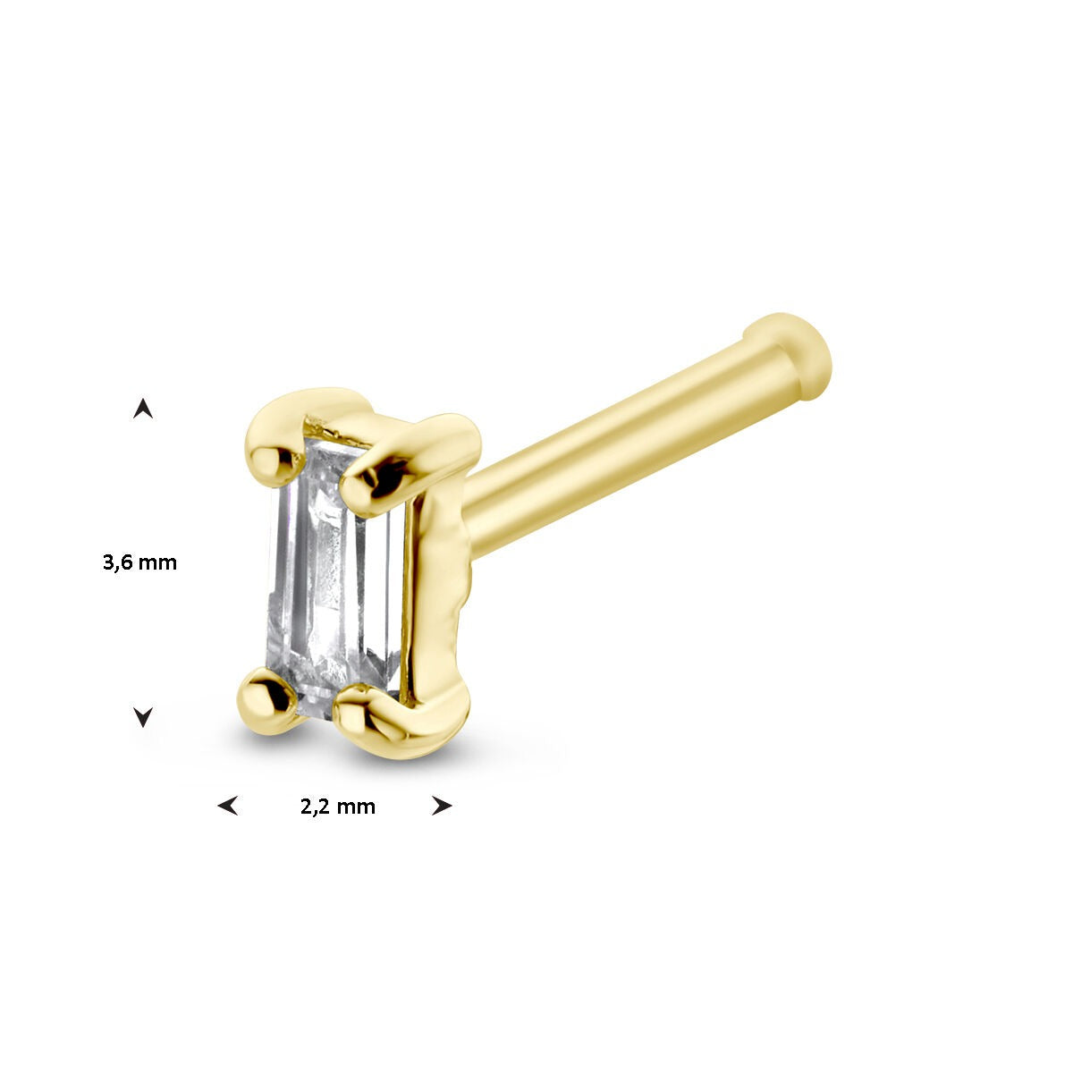 Piercing per naso in oro giallo 14k con zirconia baguette