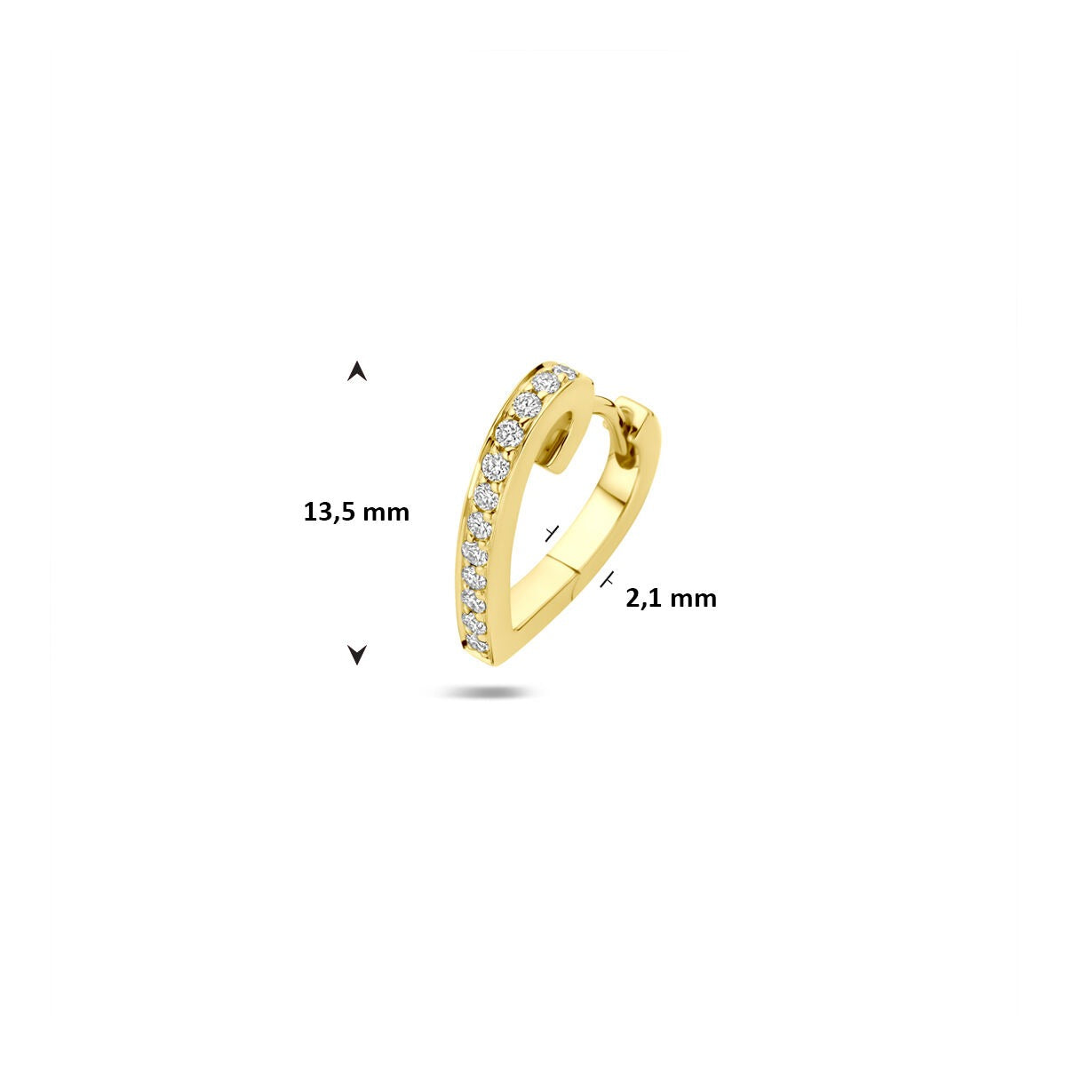 Orecchino a cerchio in oro giallo 14k con cuore e diamante