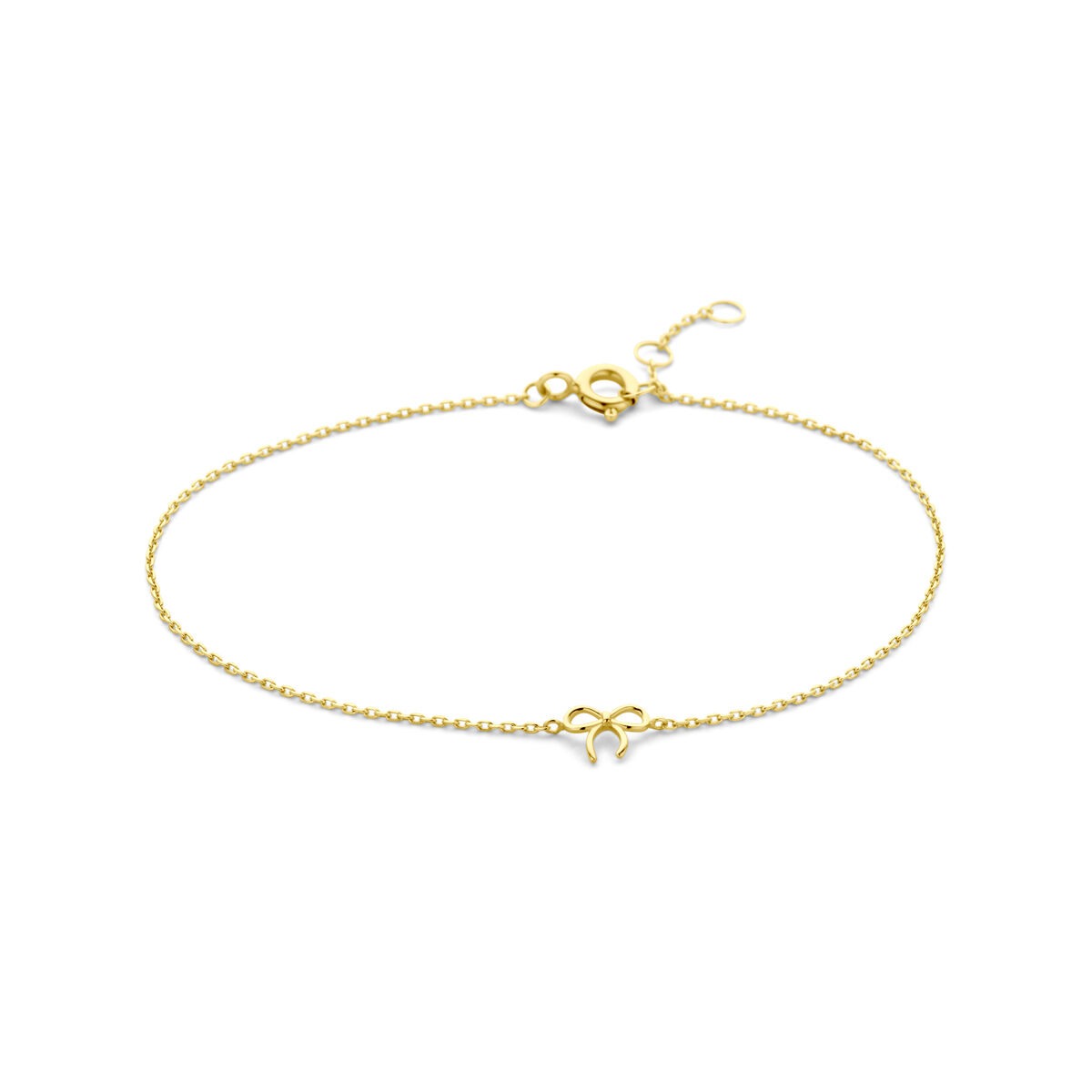 Bracciale in oro 9k con un motivo a fiocco centrale.