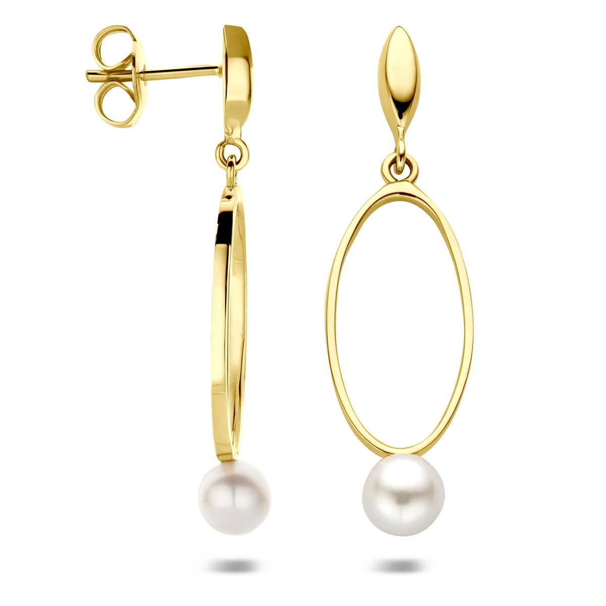 Orecchini pendenti in oro giallo 14k con perla 37 mm