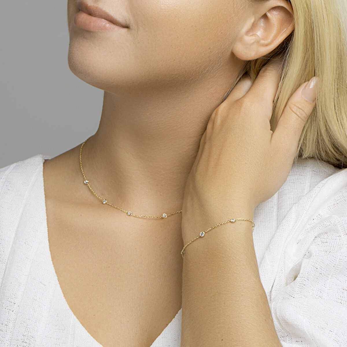 Collana in Argento Dorato con Zirconia – 40-44 cm