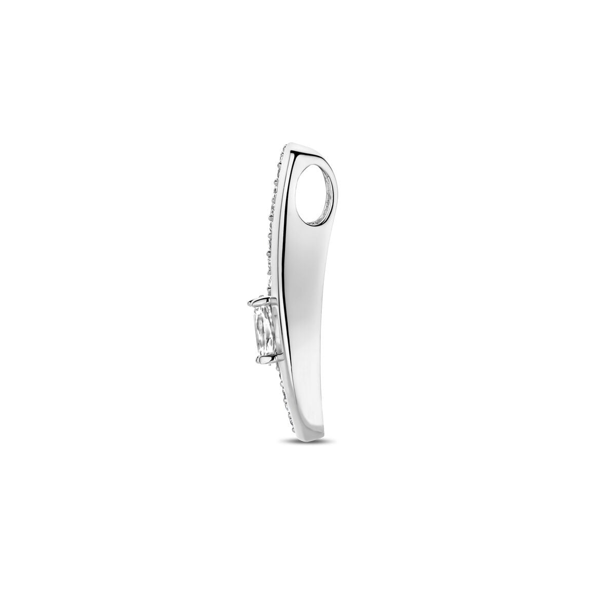 Ciondolo in argento con zircone a forma di barra – argento 925 rodiato, alto 21 mm