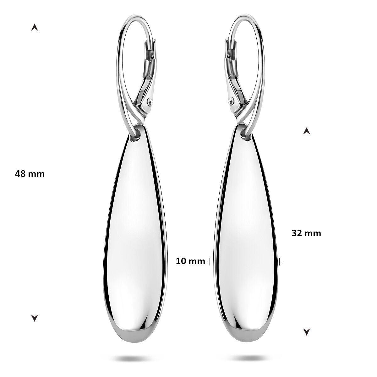 Orecchini pendenti in argento da donna – design a goccia 48 mm
