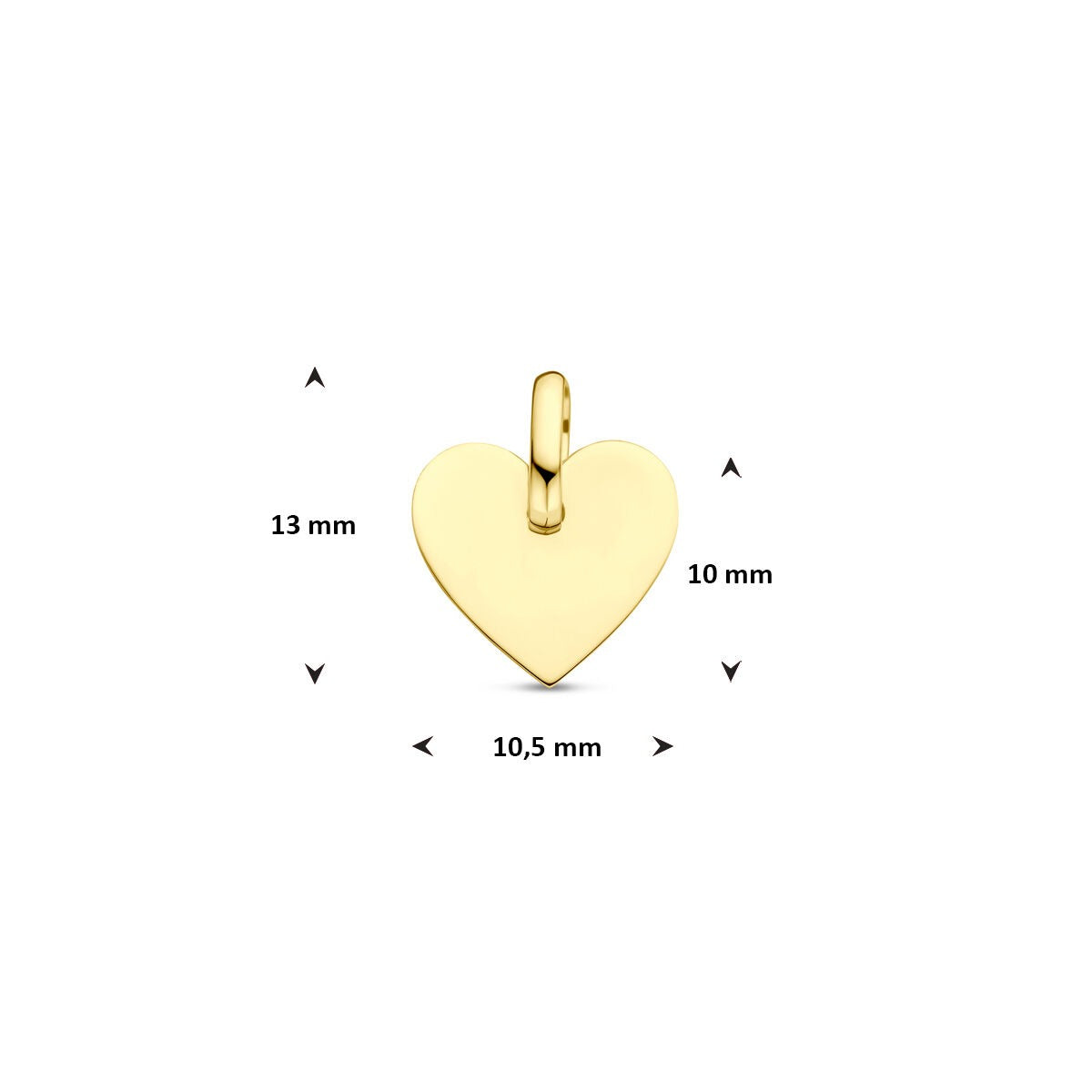 Ciondolo Incisione in Oro Giallo 9k a Forma di Cuore – 13 mm