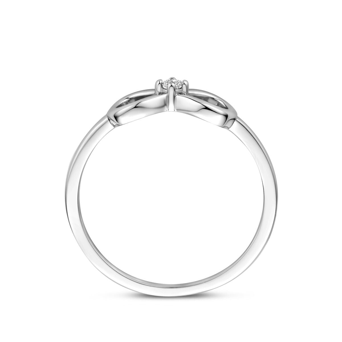 Anello in argento 925 rodiato con infinito e zirconi