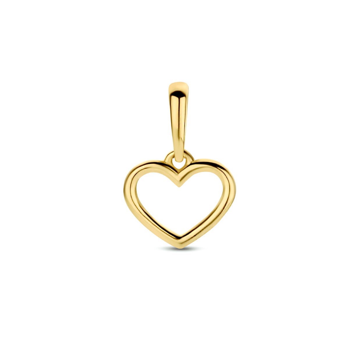 Ciondolo a forma di cuore in oro giallo 9k, con finitura lucida e bordo ondulato.