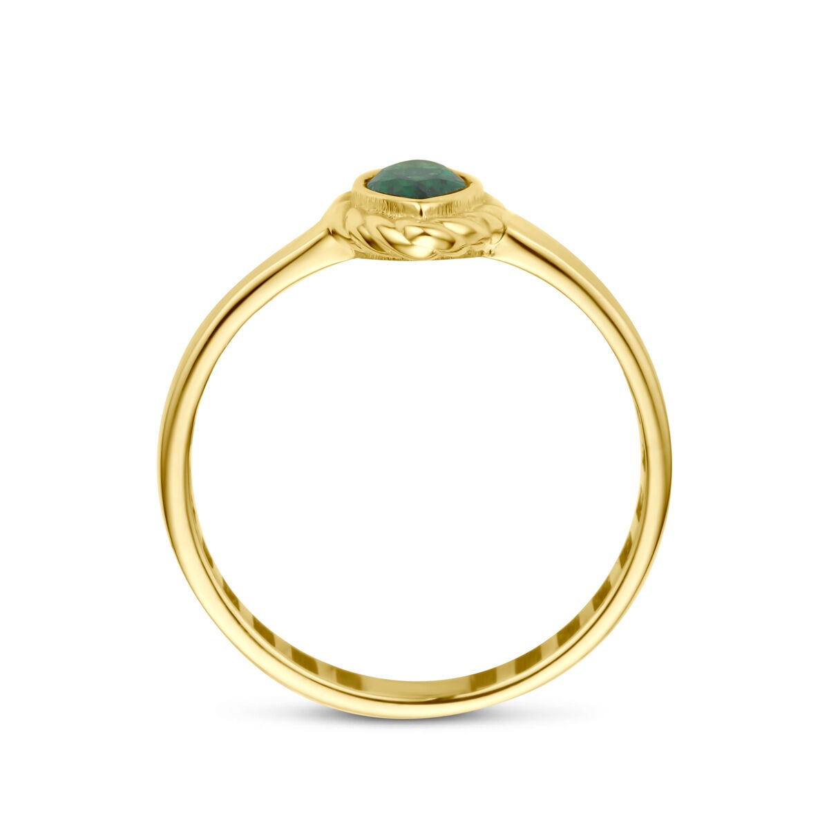Anello in oro giallo 9k con zircone verde