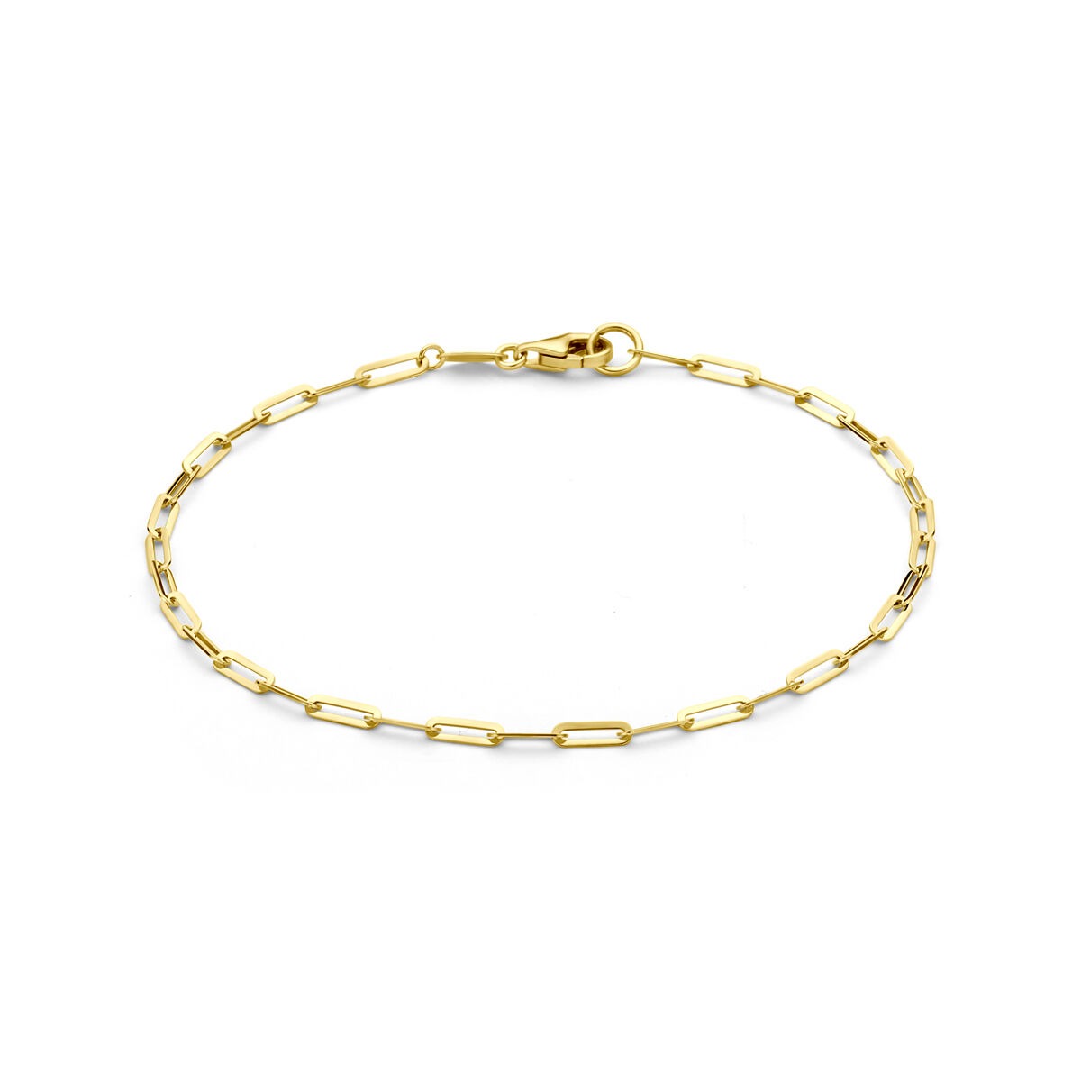 Bracciale da donna in oro giallo 14k con maglie a catena ancorate.