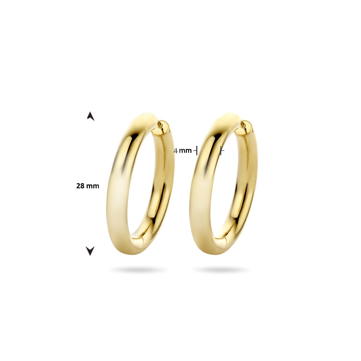 Orecchini a clip in argento dorato da donna – modello rotondo 28x4 mm