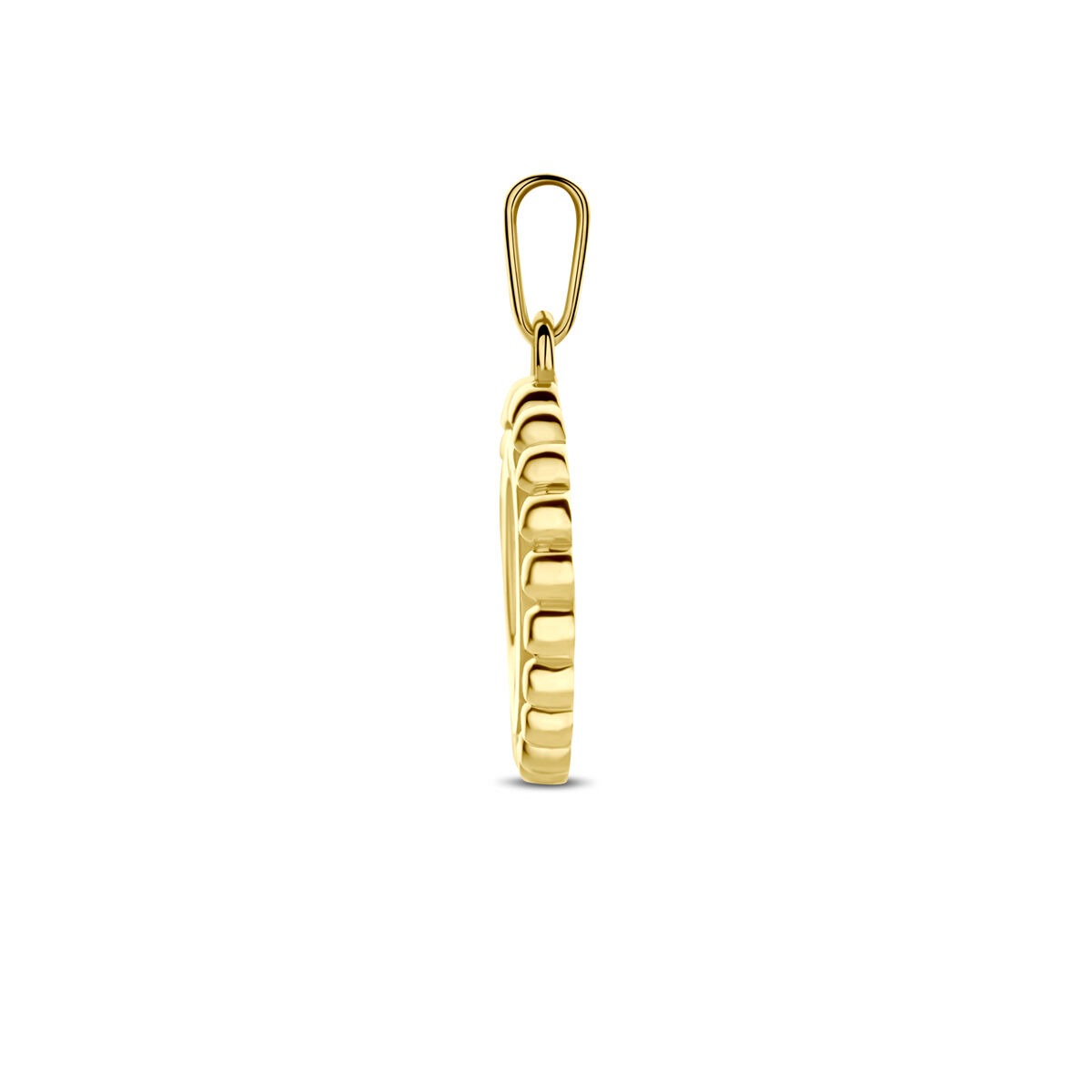 Ciondolo tondo in oro giallo 9k con zircone