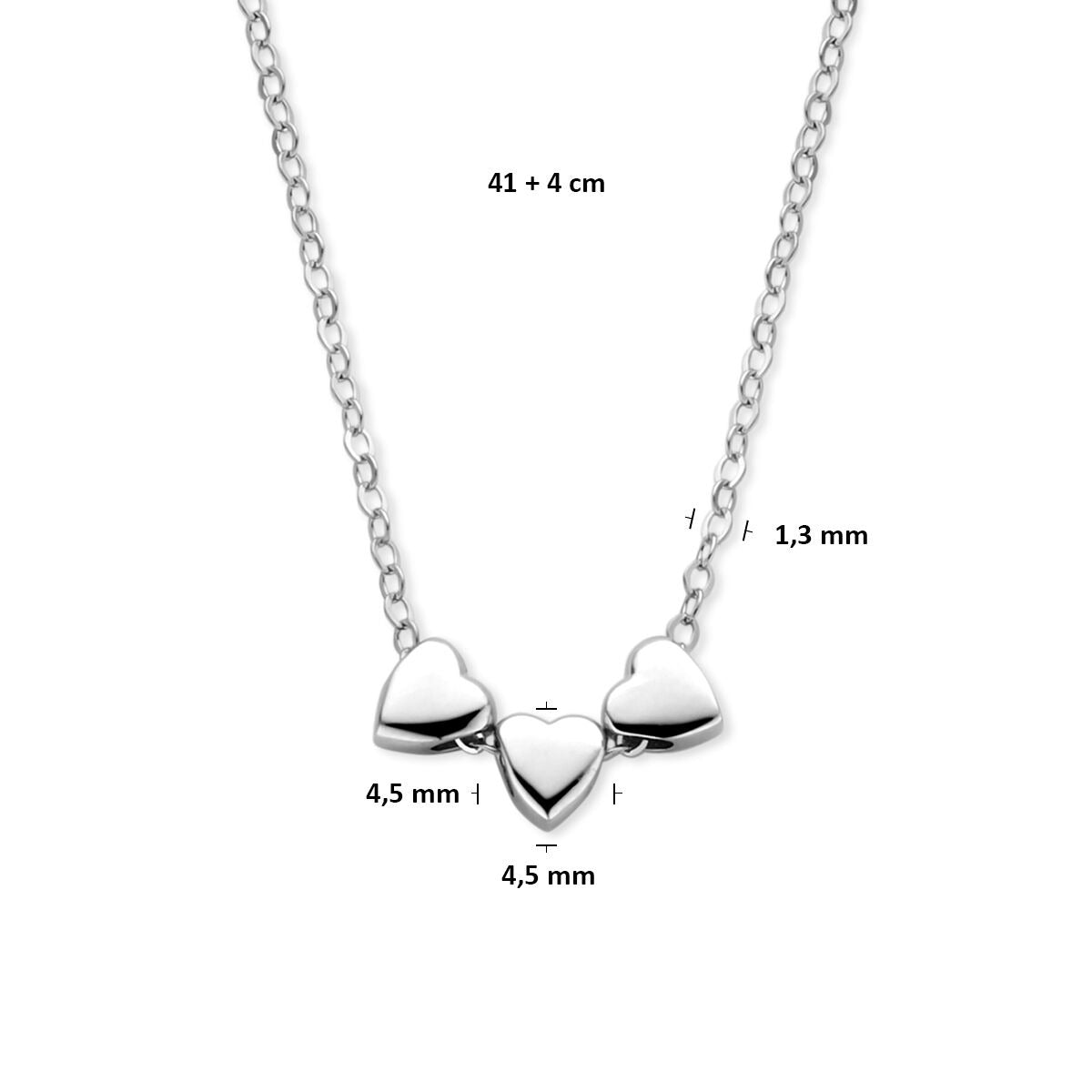Collana in argento 925 rodiato con 3 cuoricini