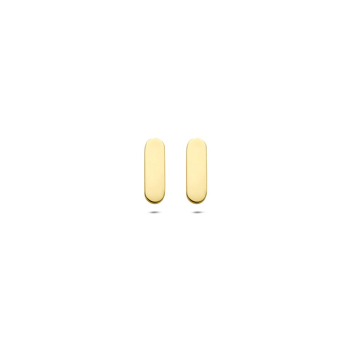 Orecchini in 14k oro giallo con forma rettangolare e finitura liscia.
