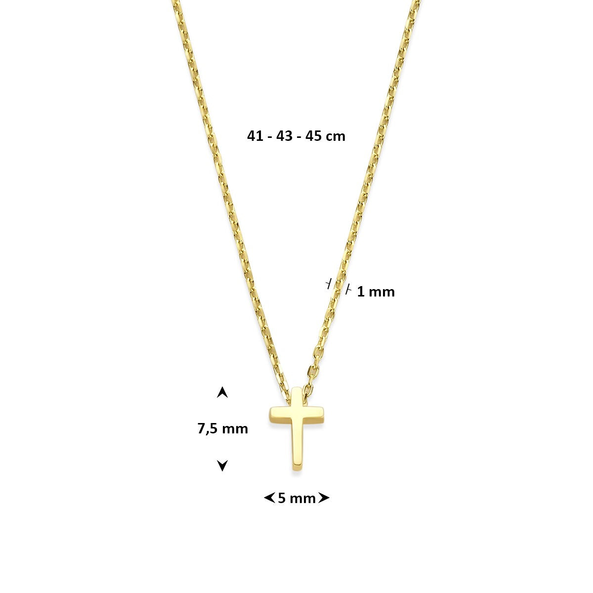 9k Geelgouden collier met kruis