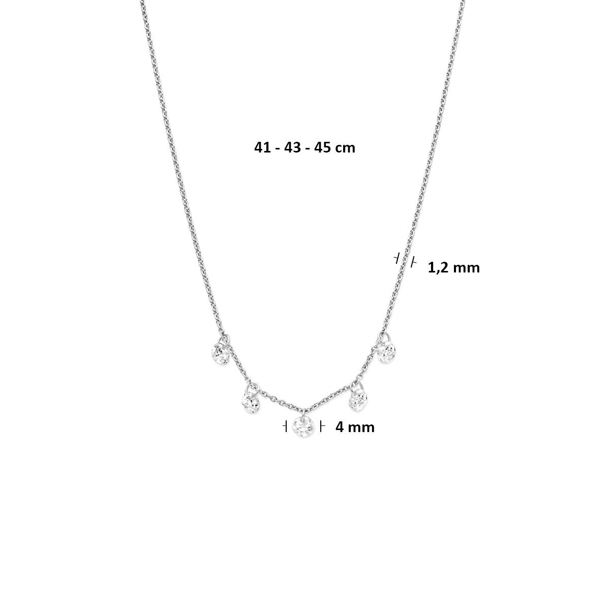 Collana in argento con ciondolo di zirconia 41 - 43 - 45 cm