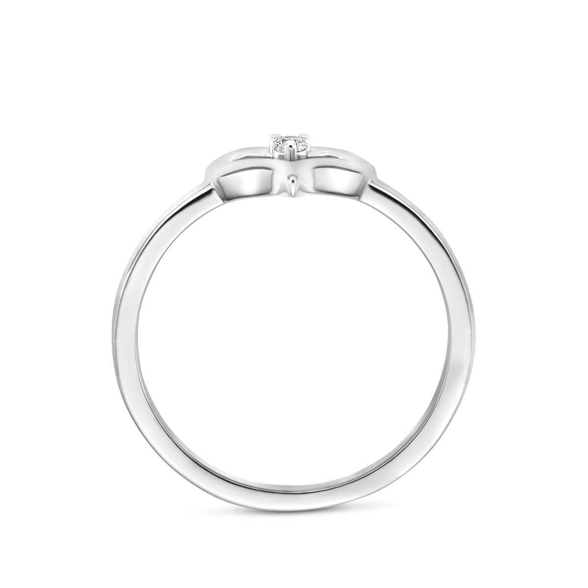 Anello in Argento 925 Rodiato con Cuoricino e Zirconia
