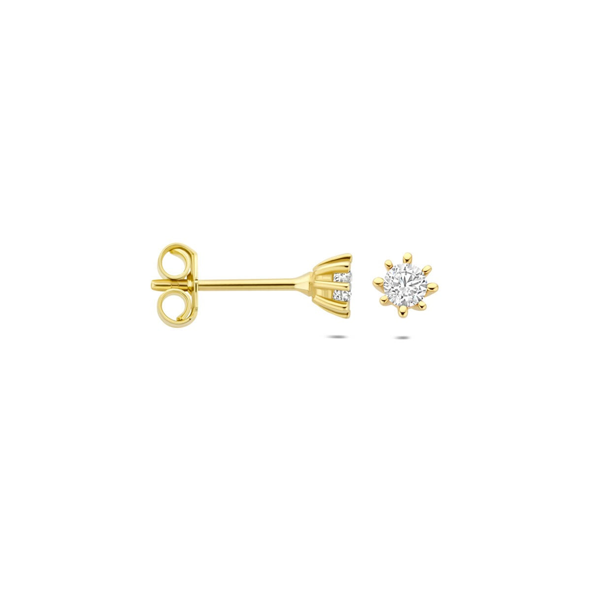 Orecchini a bottone in oro giallo 9k con zirconia