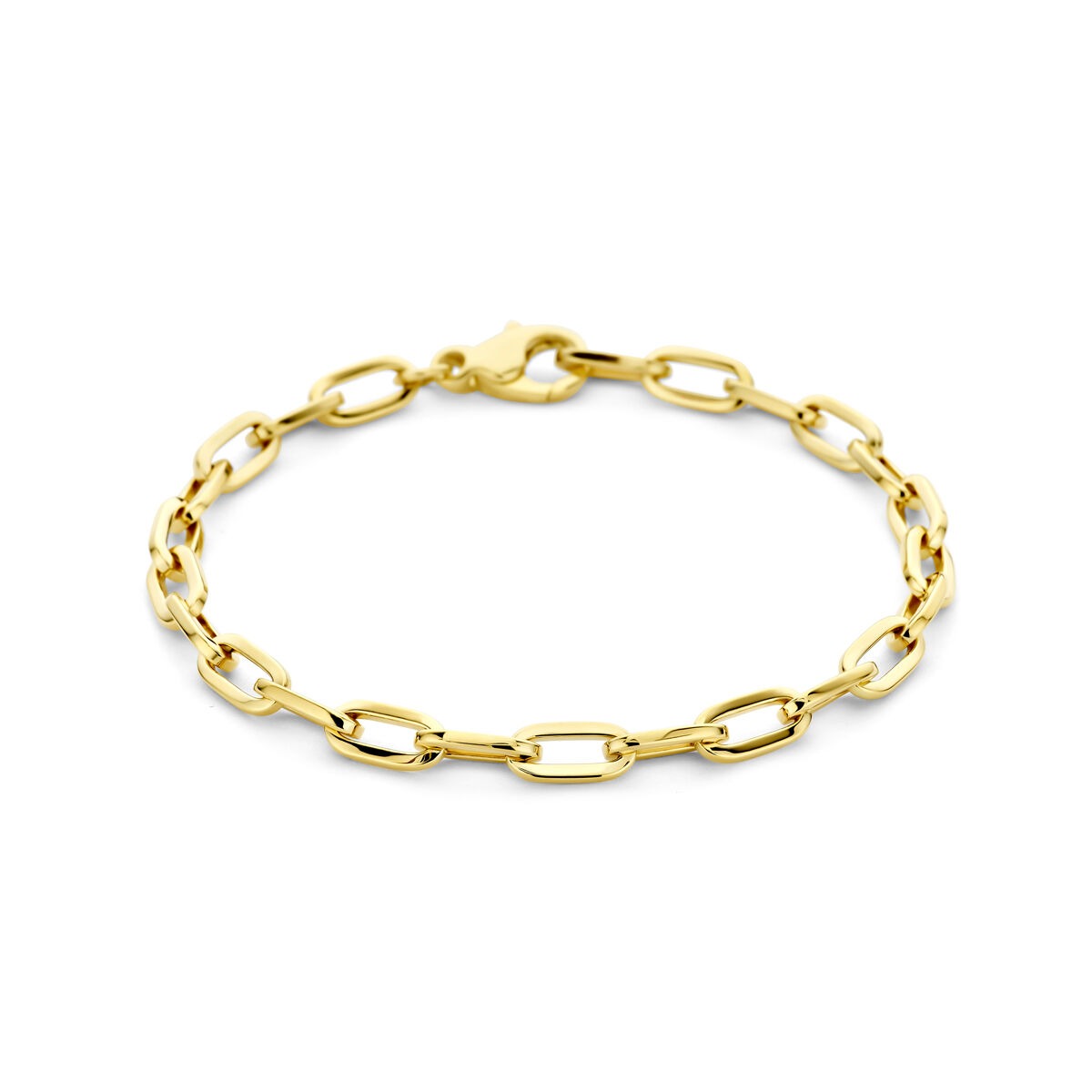 Bracciale da donna in oro giallo 14k con maglie ad anello.