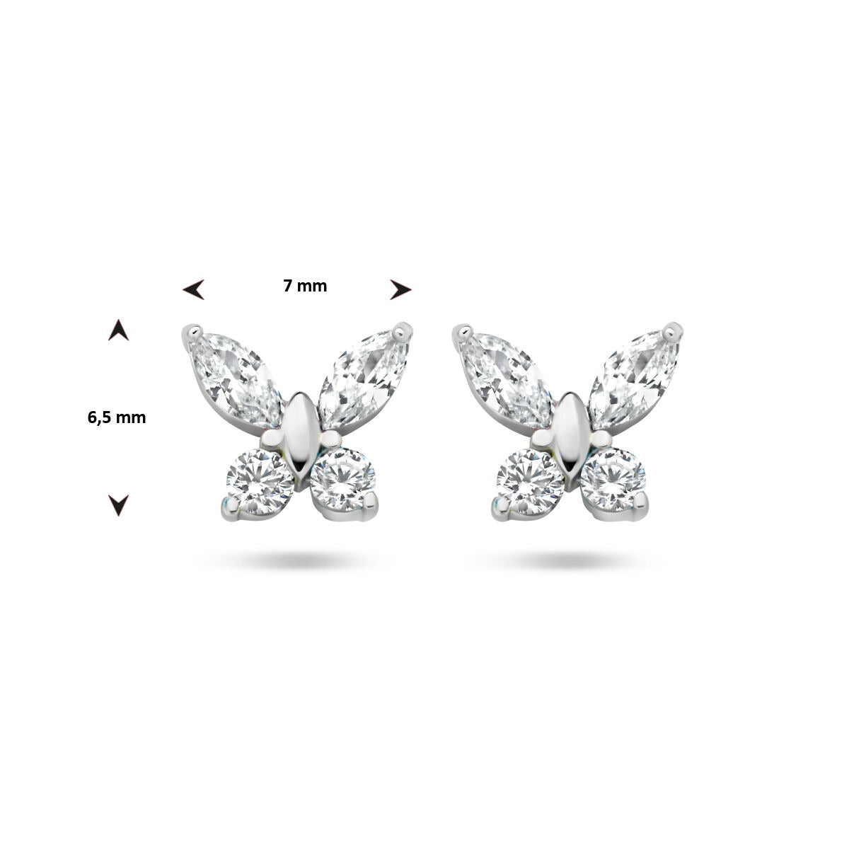 Orecchini a bottone farfalla in argento con zirconia – gioielli per bambini