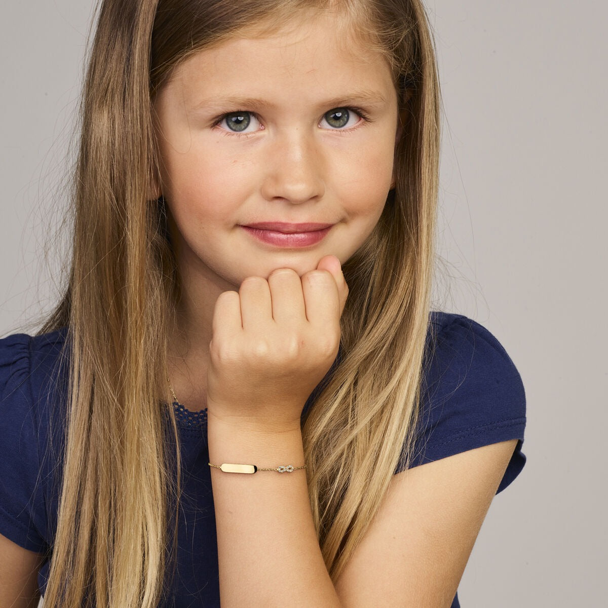 Bracciale Incisione in Oro 14k con Infinito e Zirconia – Bracciale per Bambini