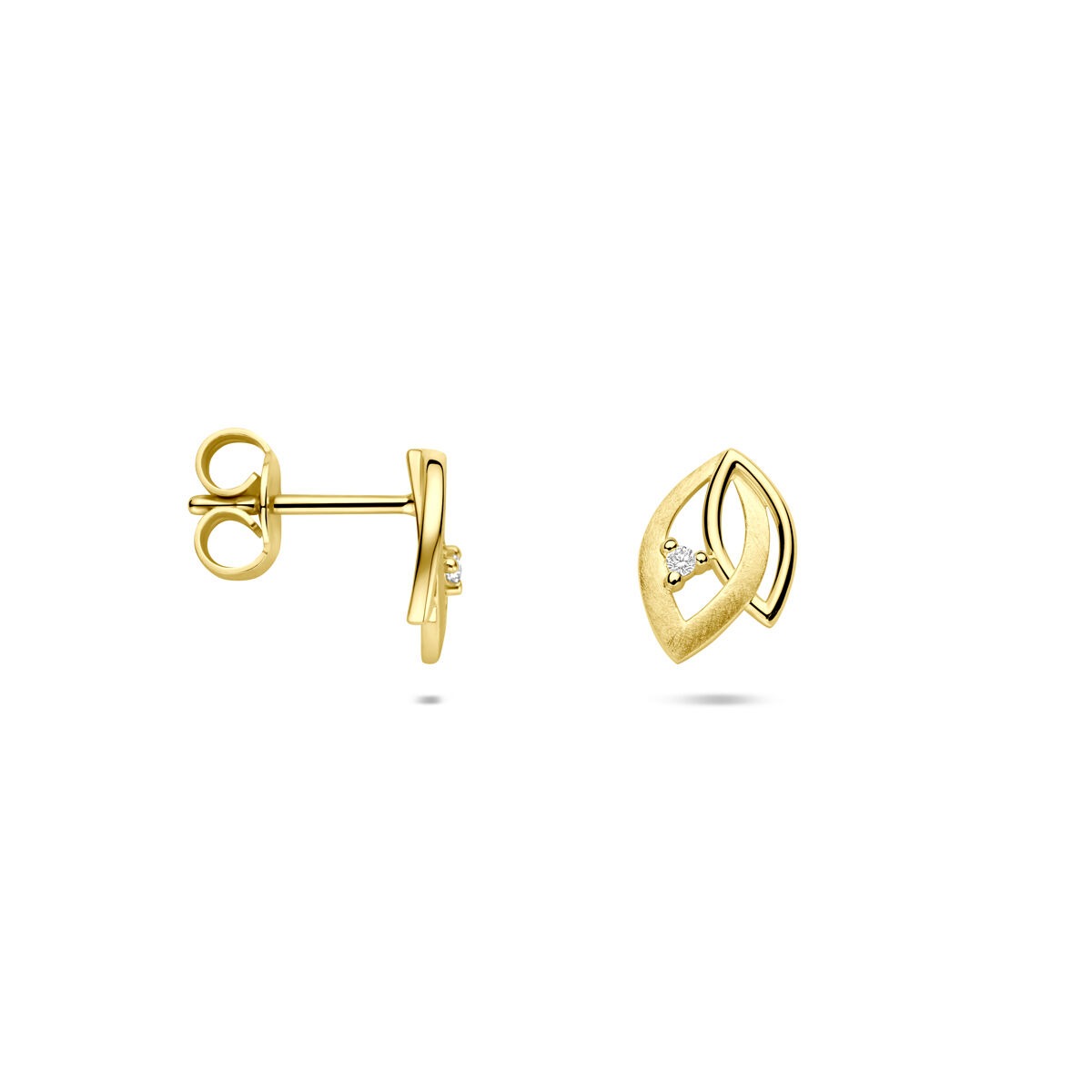 Orecchini a bottone in oro con diamante 14k 0.02ct (2x 0.01ct) h si 9,5 mm