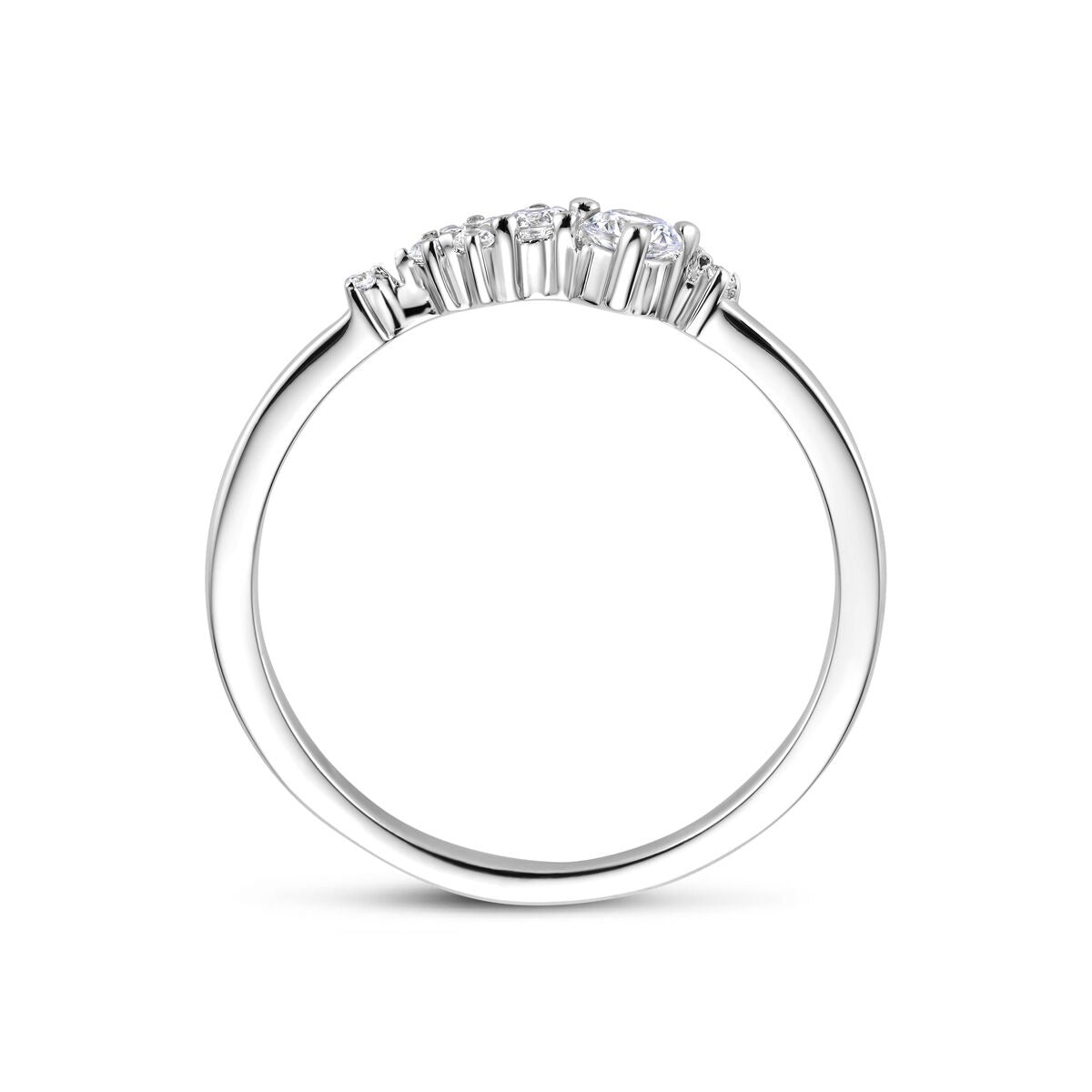 Anello da donna in argento con zircone a entourage – larghezza 5 mm