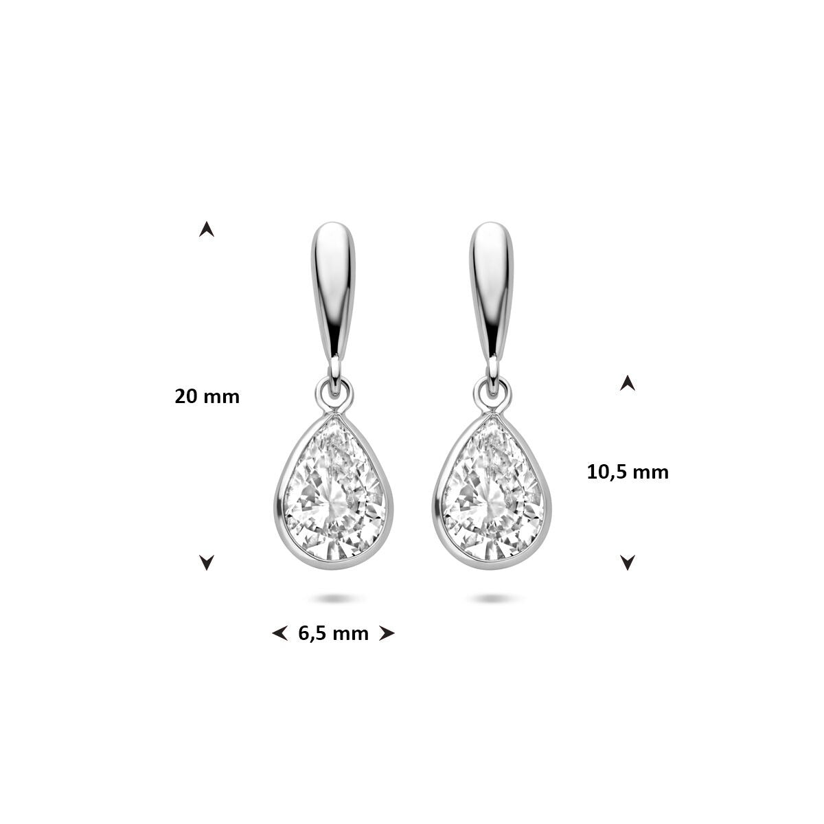 Orecchini pendenti in argento a goccia con zircone 20 mm
