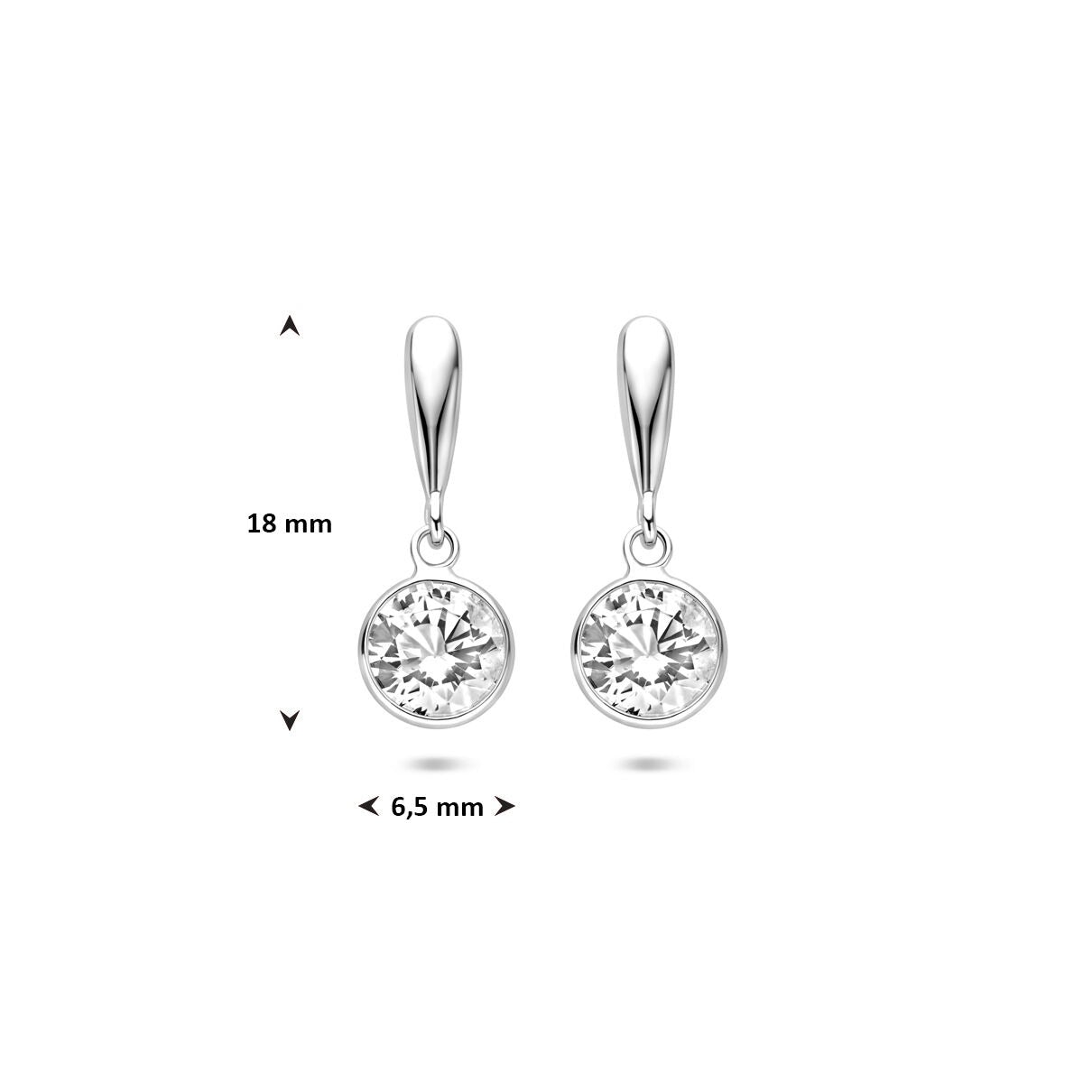 Orecchini pendenti in argento rotondi con zirconia 18 mm