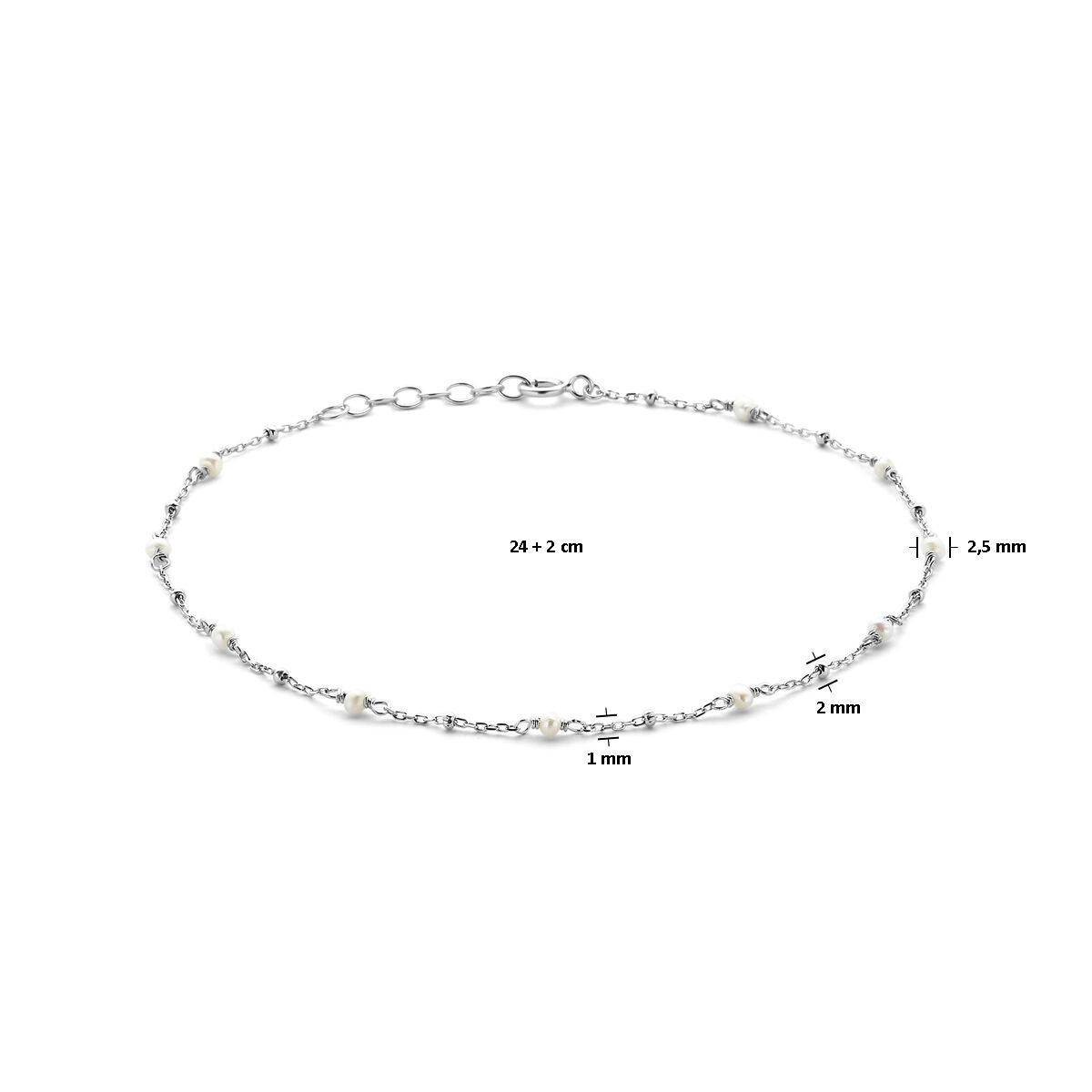 Cavigliera in argento 925 rodiato con perla