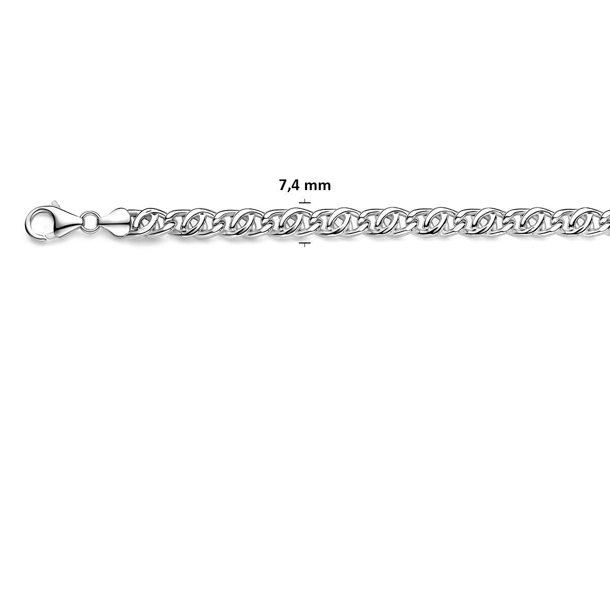 Collana a Maglia Occhio di Falco in Argento 925 7,4 mm Uomo