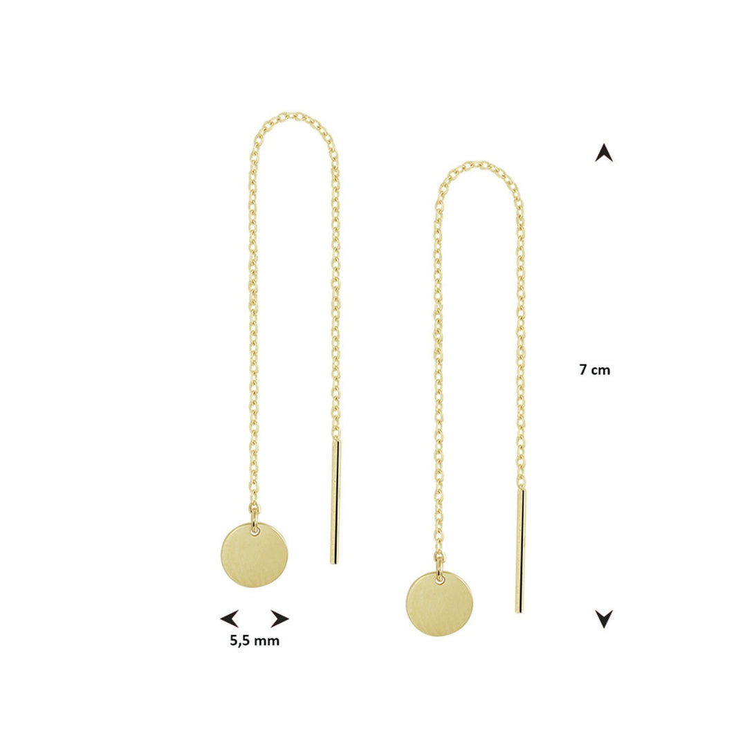 Gouden doortrekoorbellen met rondje – 14k