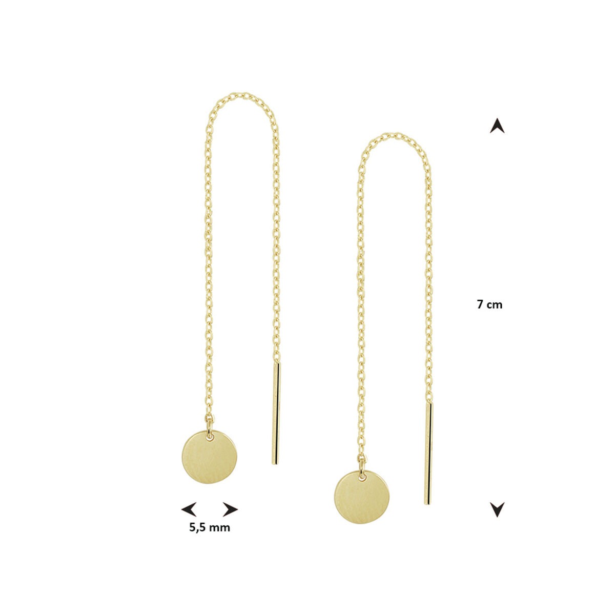 Orecchini a filo passante in oro con cerchietto – 14k