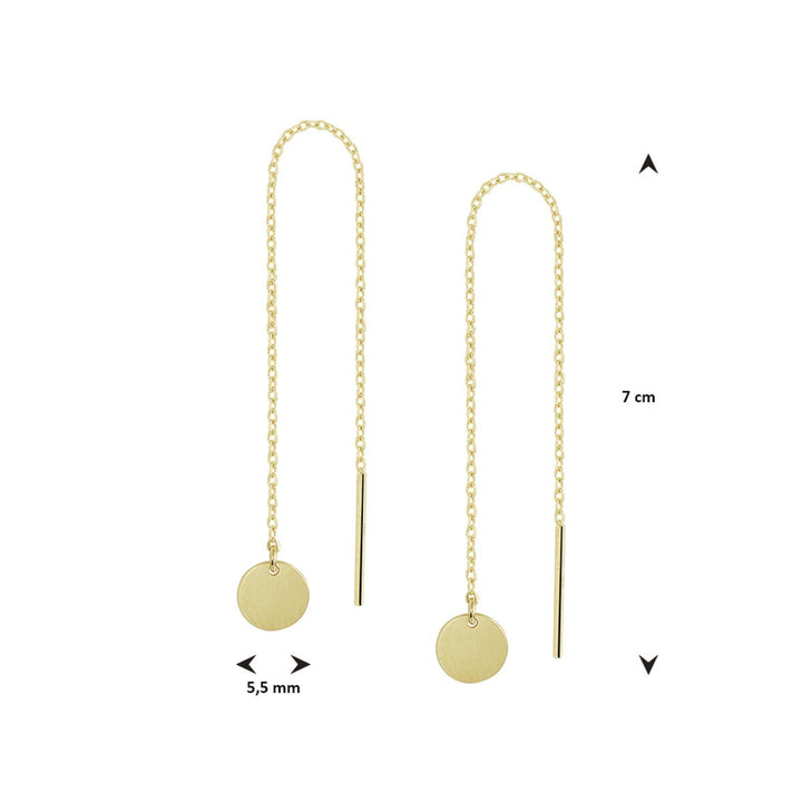 Gouden doortrekoorbellen met rondje – 14k