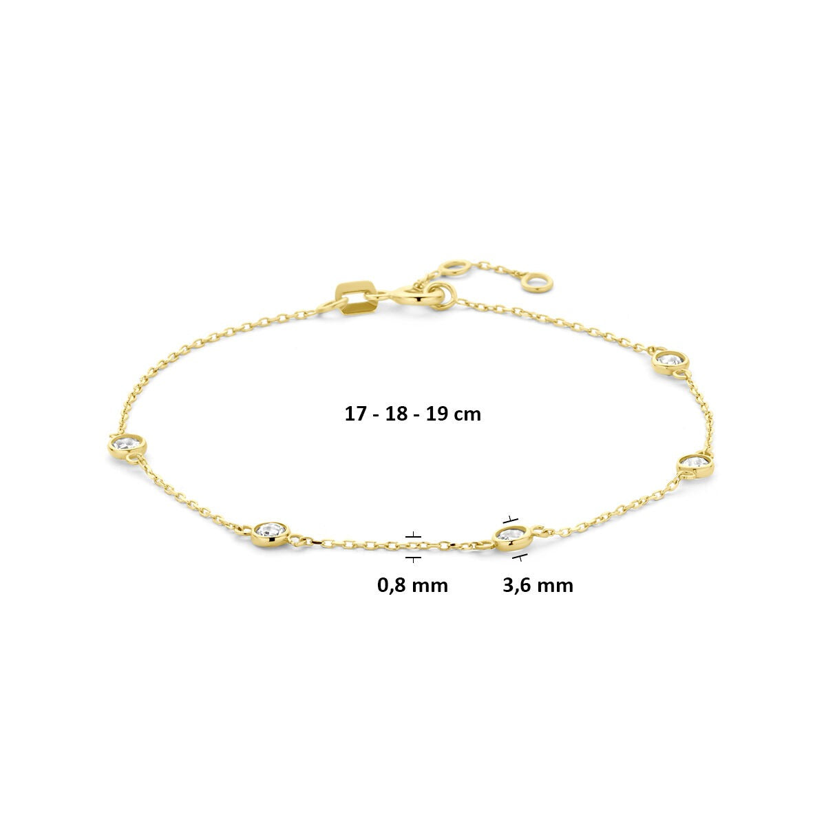 bracciale in oro giallo 14k con zirconia