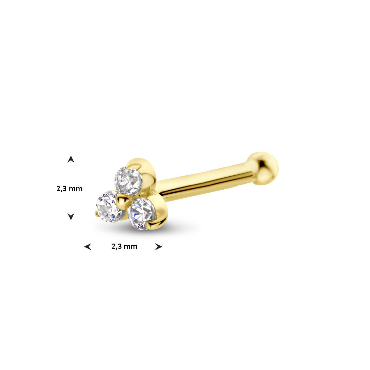 Piercing per naso in oro giallo 14k con zirconia a incastonatura entourage