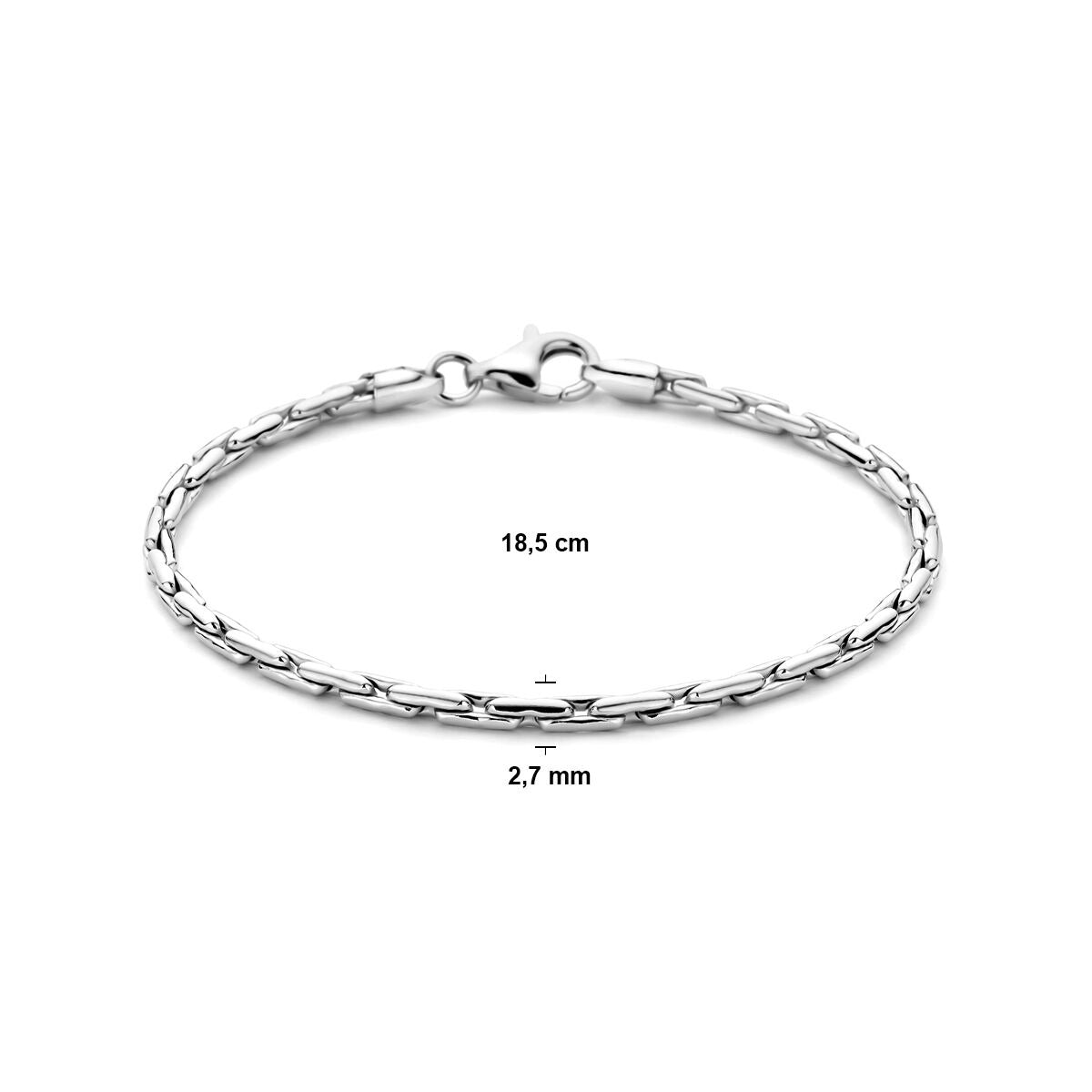 Bracciale cardano in argento – rodiato con finitura lucida