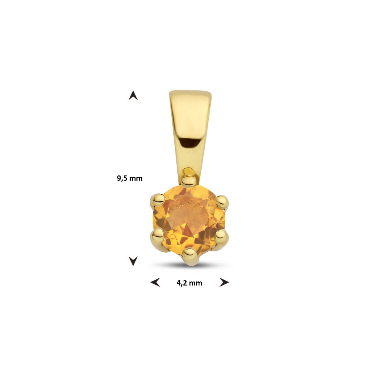 Ciondolo in oro giallo 14k con citrino – gioiello di nascita