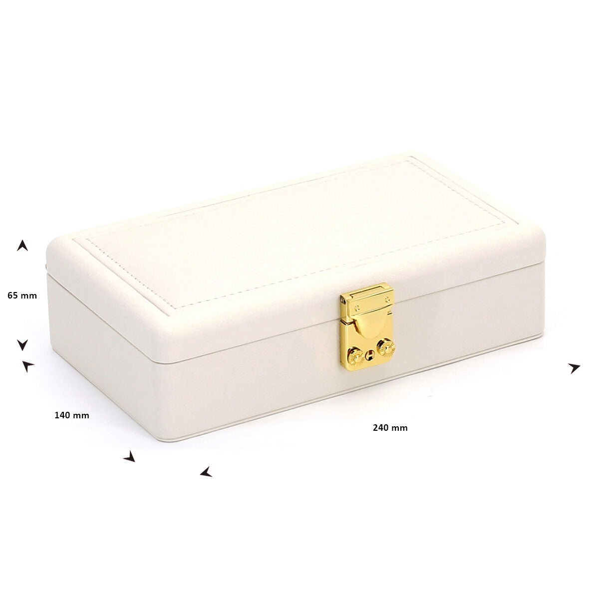 Cofanetto porta gioielli di lusso beige con accenti gialli – compatto ed elegante
