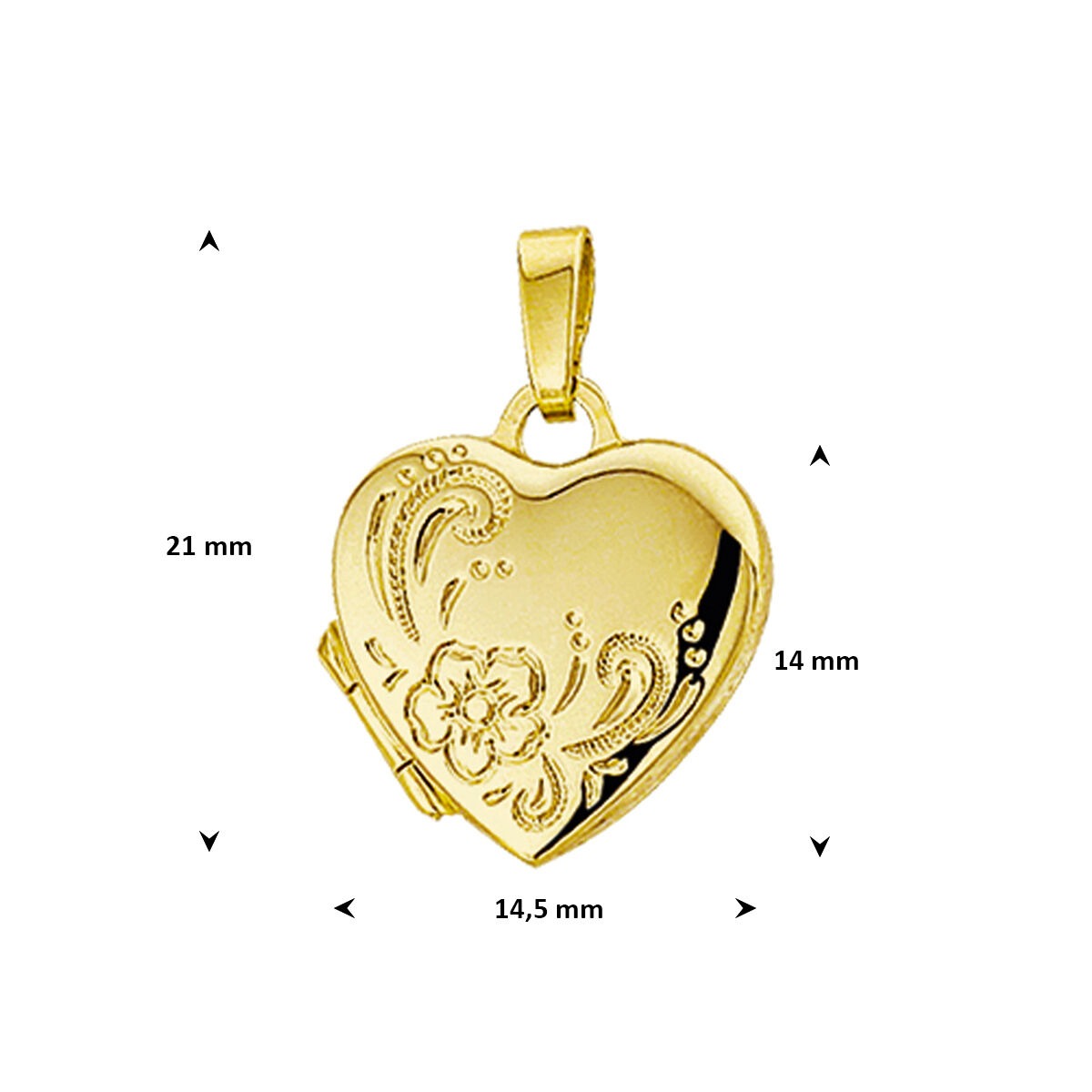 Medaglione cuore in oro giallo 14k