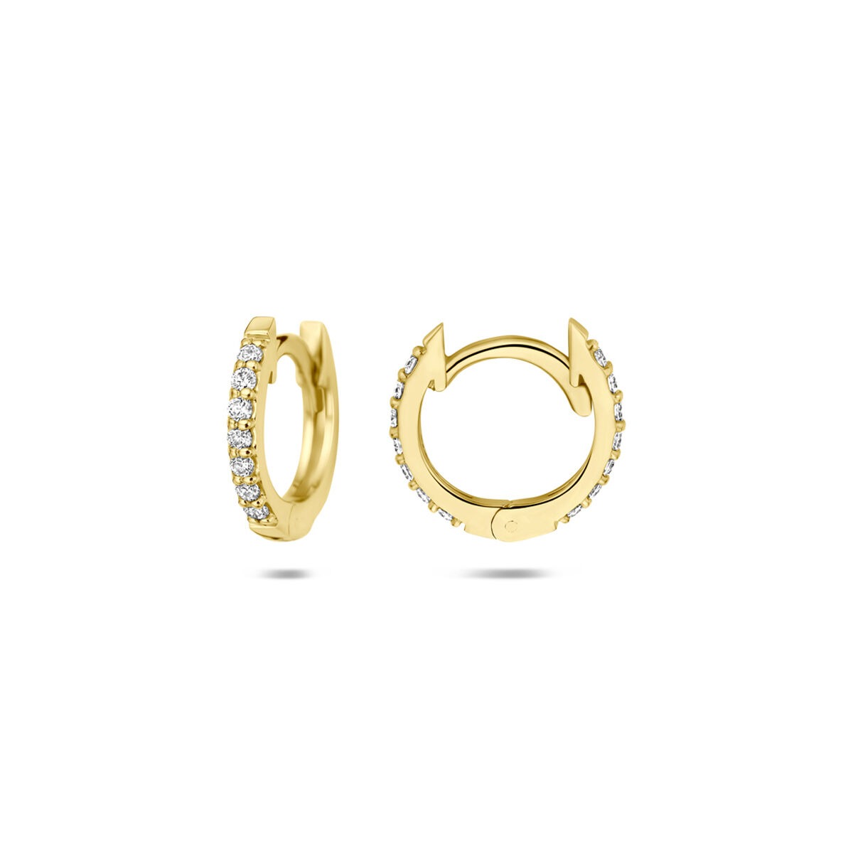 Orecchini a cerchio in oro giallo 14k con diamante coltivato in laboratorio 0,22 ct
