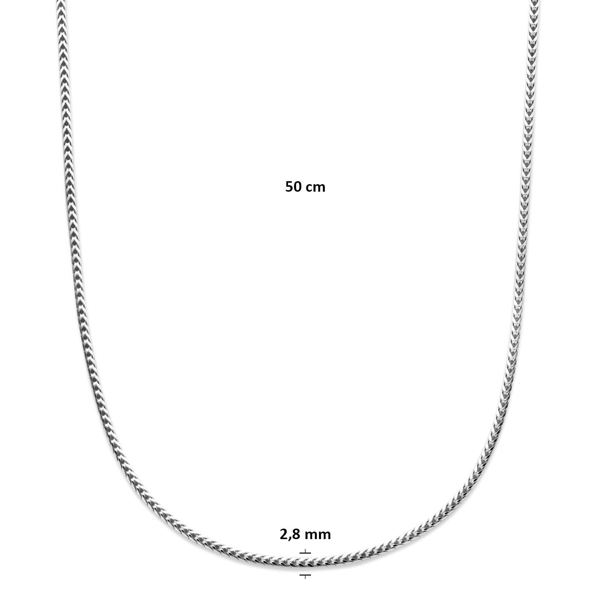 Collana da uomo in argento – collier a coda di volpe rodiato 2,8 mm
