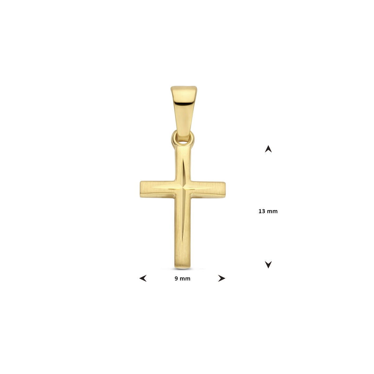 Ciondolo croce in oro giallo 14k – finitura opaca e diamantata