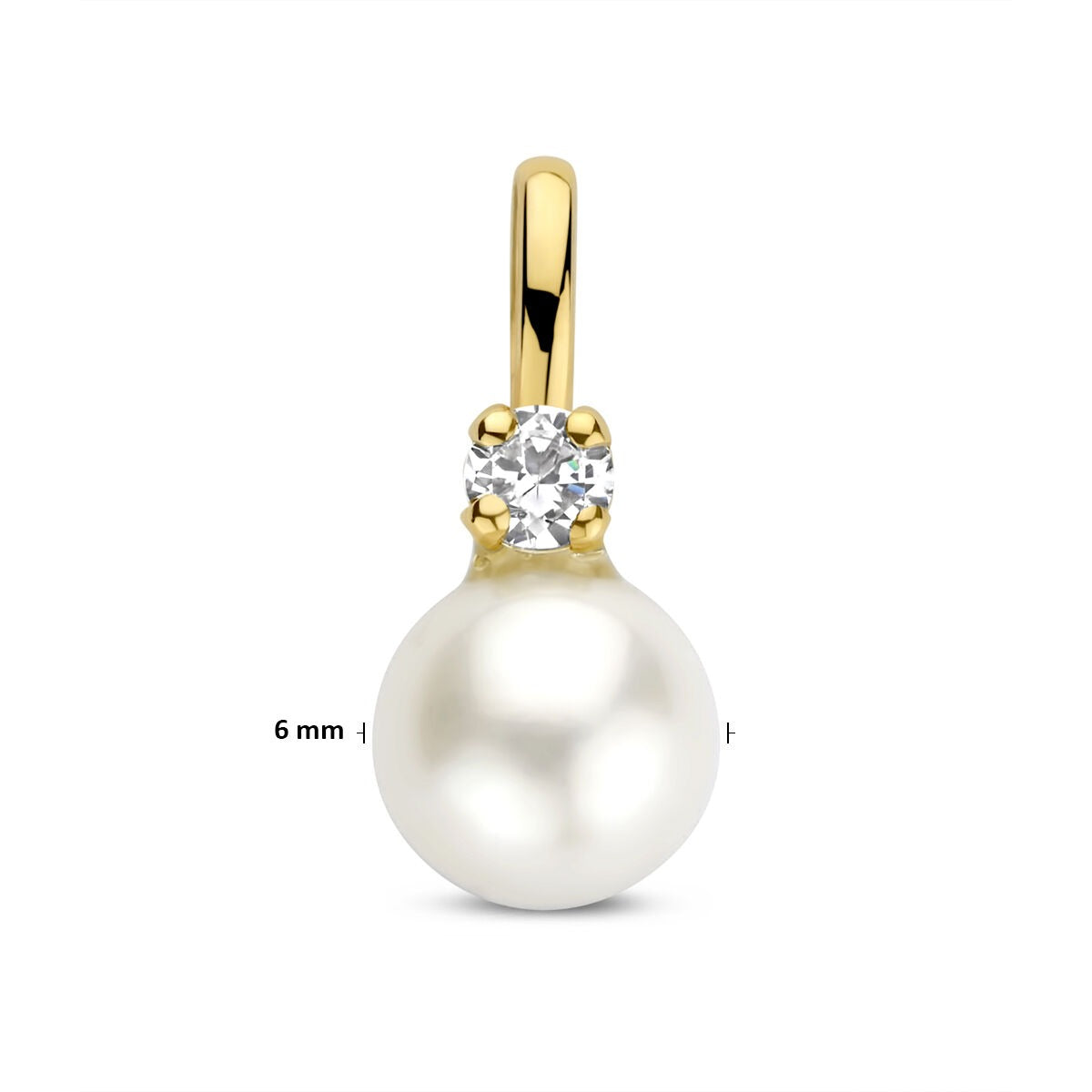 Ciondolo in oro giallo con perla e zirconia – 14k