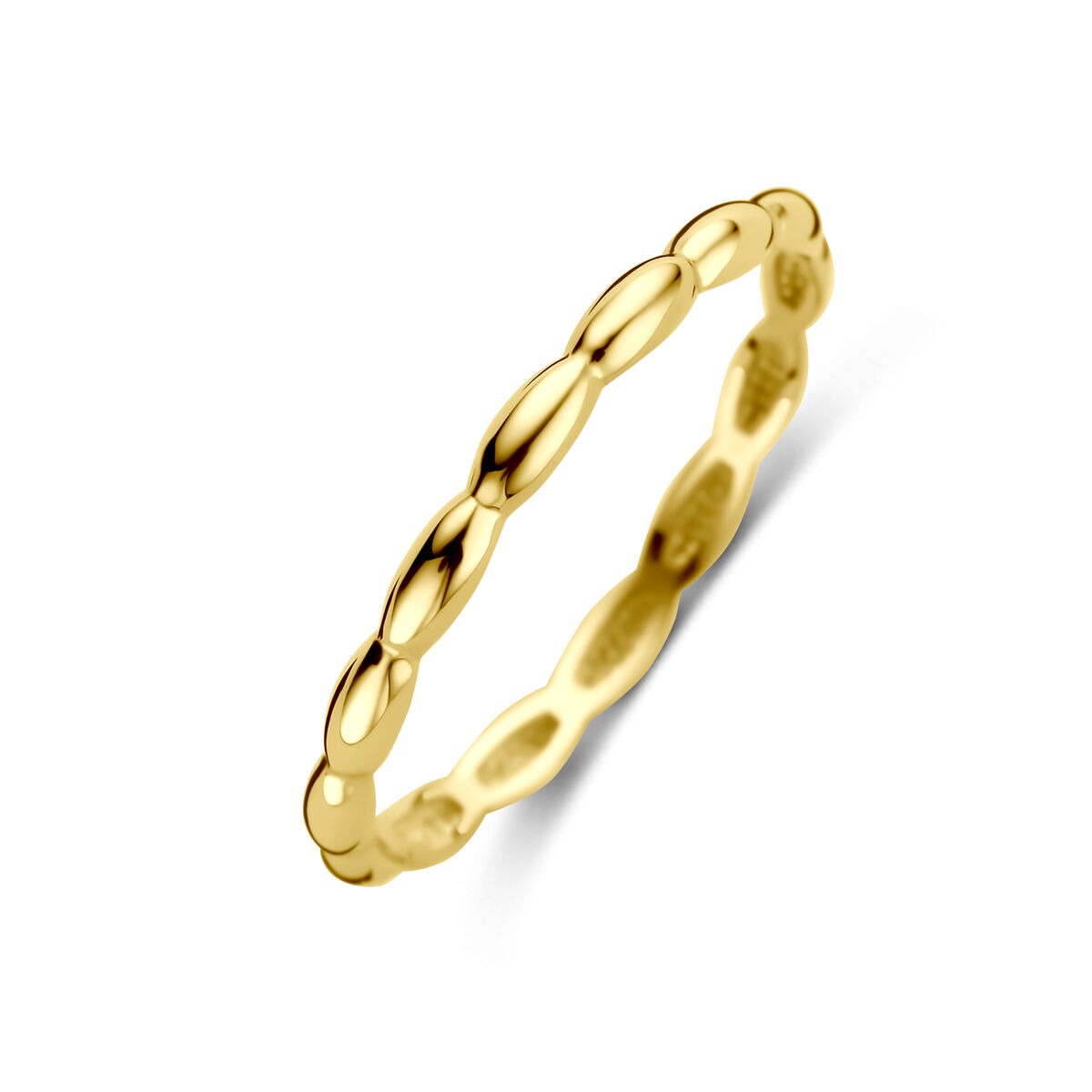 anello in oro giallo 14k con design ondulato