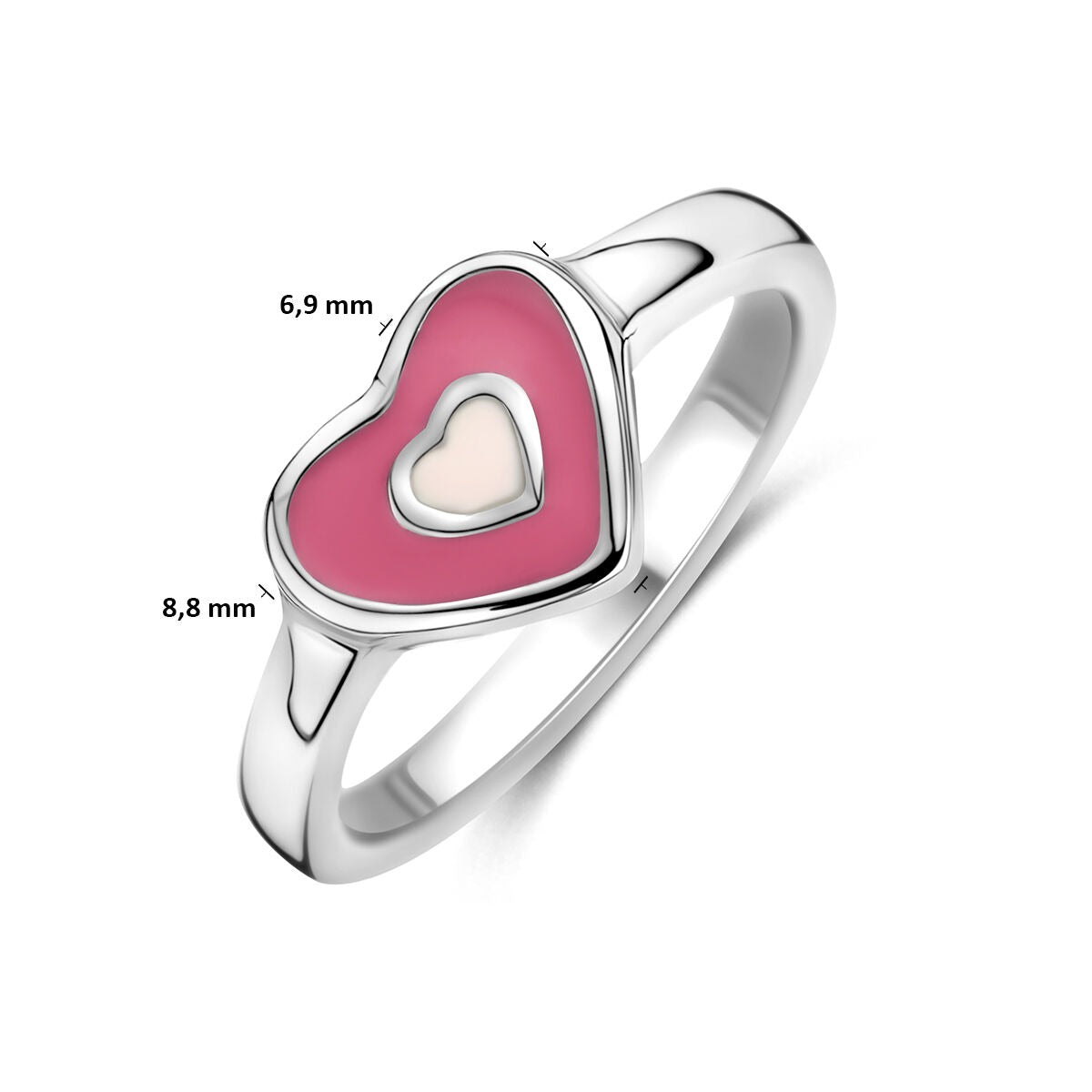 Anello da bambina in argento rodiato con cuore