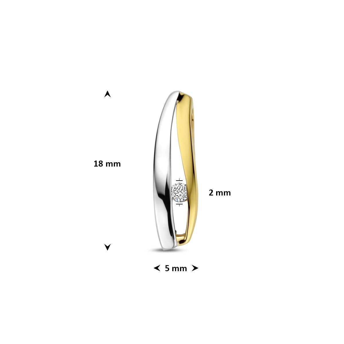 ciondolo diamante lab grown 0.04ct f vs 18 mm 14K oro bicolore giallo/bianco