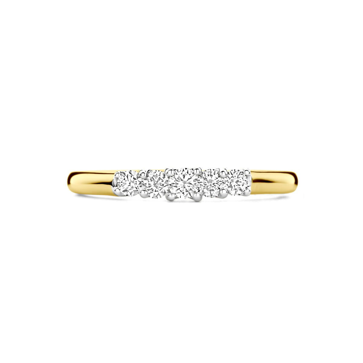 anello bicolore 14k con diamante da 0.30ct