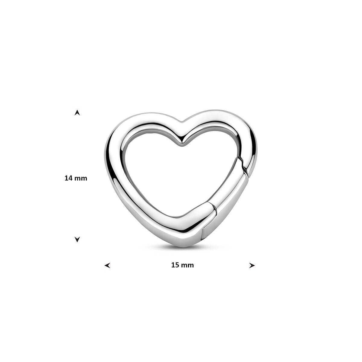 Connettore a forma di cuore in argento rodiato