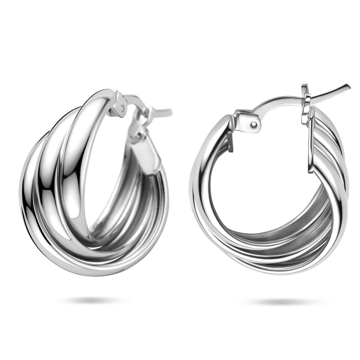 Orecchini a cerchio in argento – argento 925 rodiato, 21x9 mm