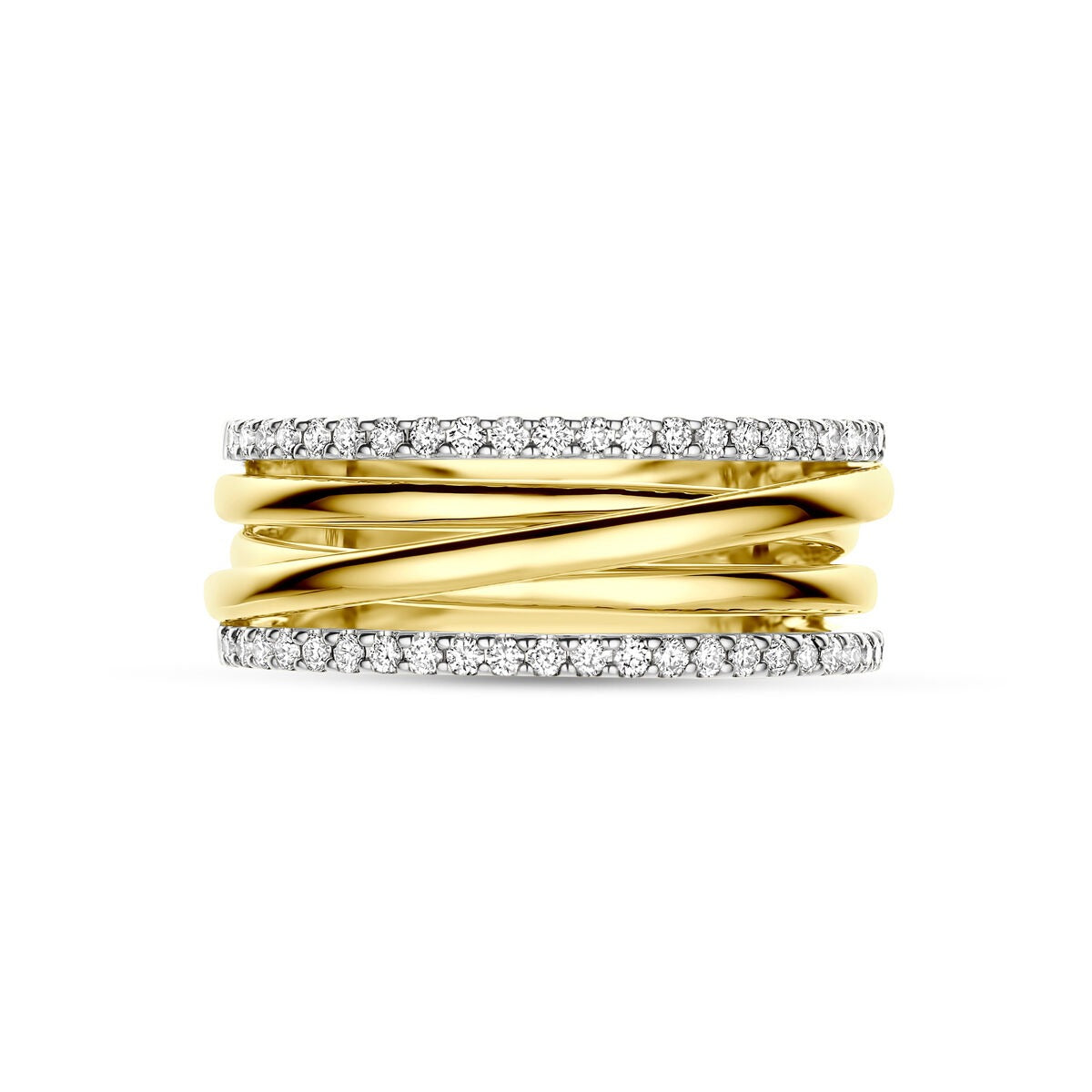 Anello in oro bicolore 14k con diamanti