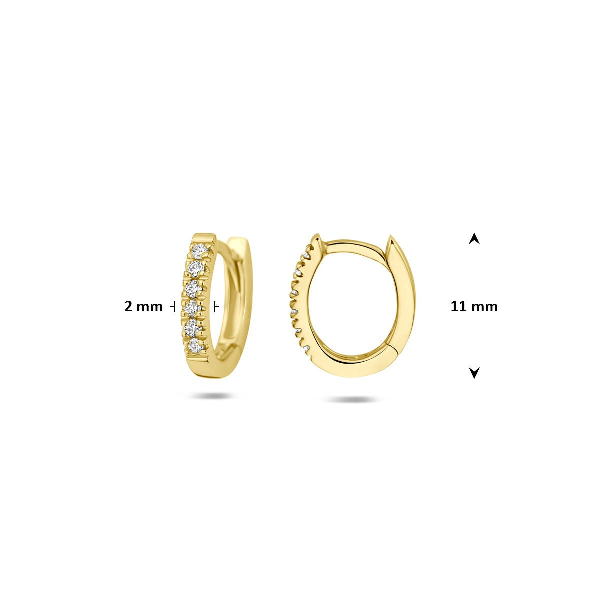Orecchini a cerchio con chiusura a scatto in oro giallo 14k con diamante lab grown